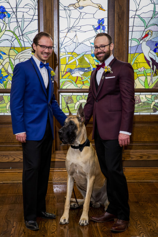 Vintage Jewel Tone Wedding Style | Two Grooms + Dog