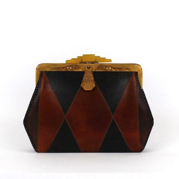 Vintage Leather Art Deco Purse