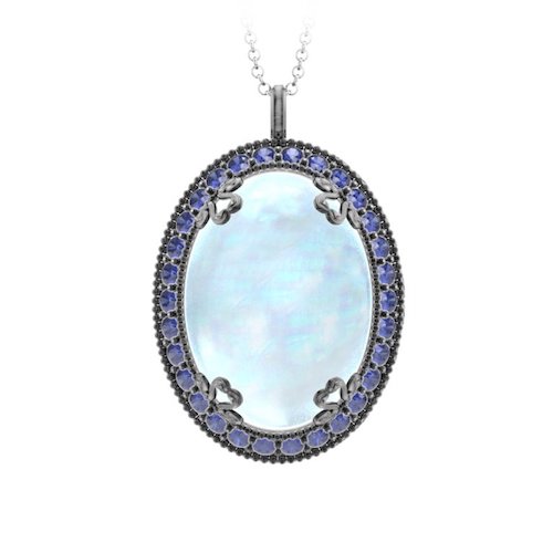 Vintage Style Moonstone and Sapphire Pendant