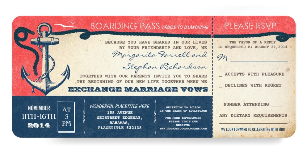 Vintage Nautical Boarding Pass Invitation