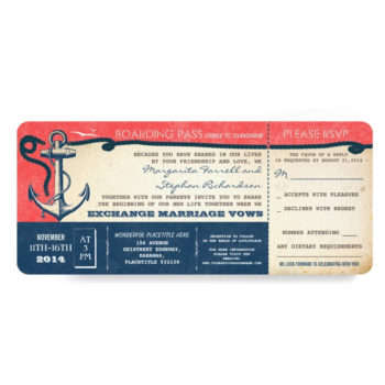 Vintage Ocean Liner Boarding Pass Invitation