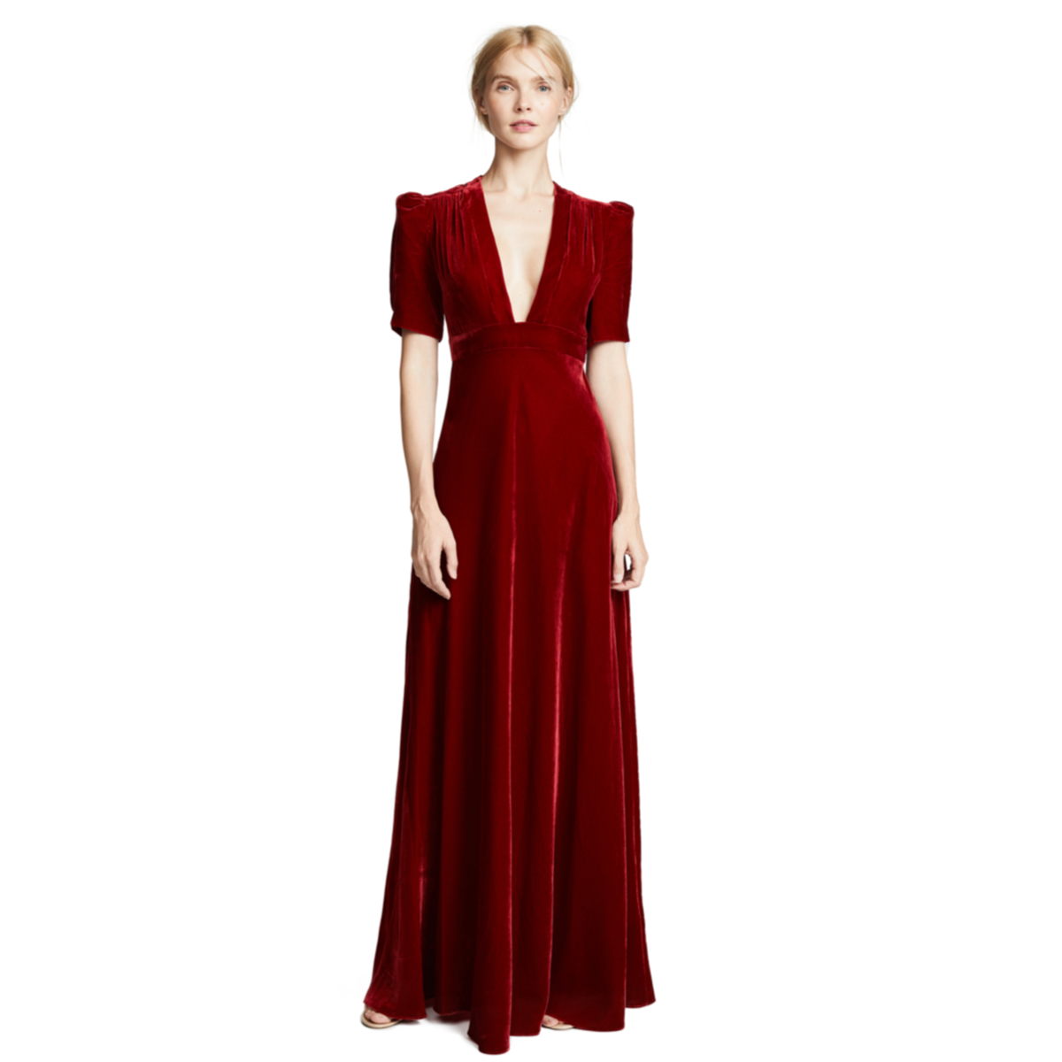 red velvet dress with sleeves