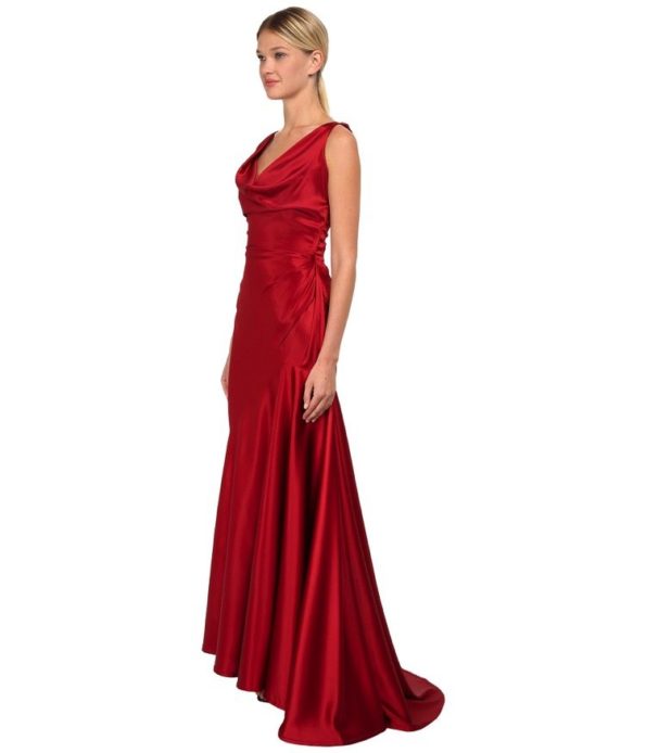 Vintage Red Stretch Satin Gown