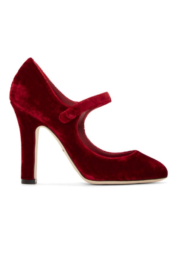 Vintage Red Velvet Mary Janes