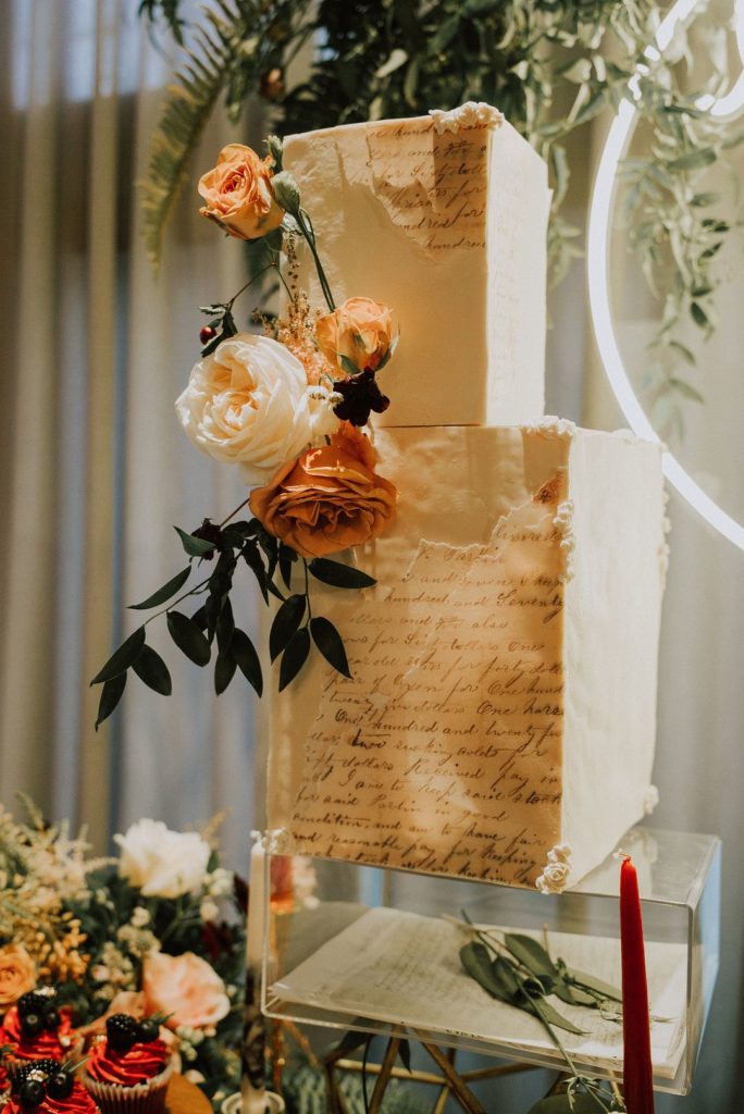 Vintage Romantic Industrial Wedding Cake