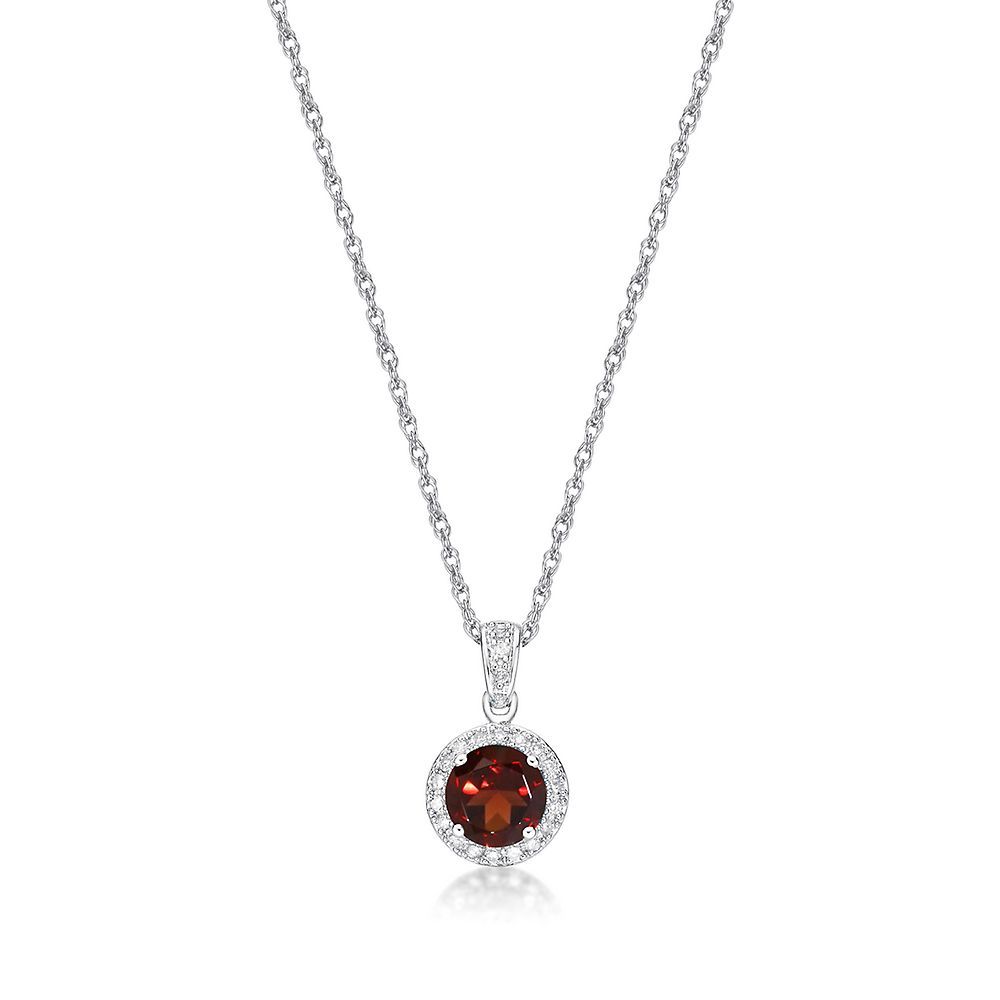 Vintage Round Cut Garnet with Diamond Halo