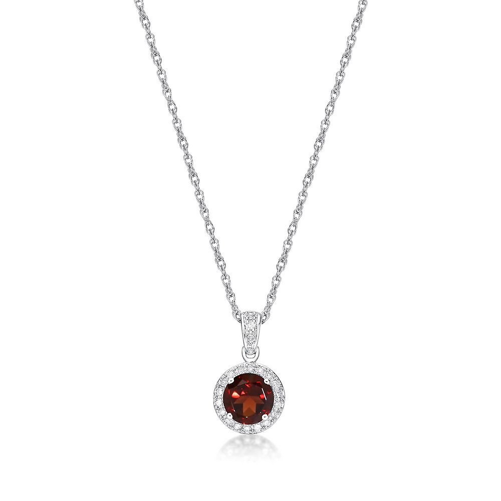 Vintage Round Cut Garnet with Diamond Halo