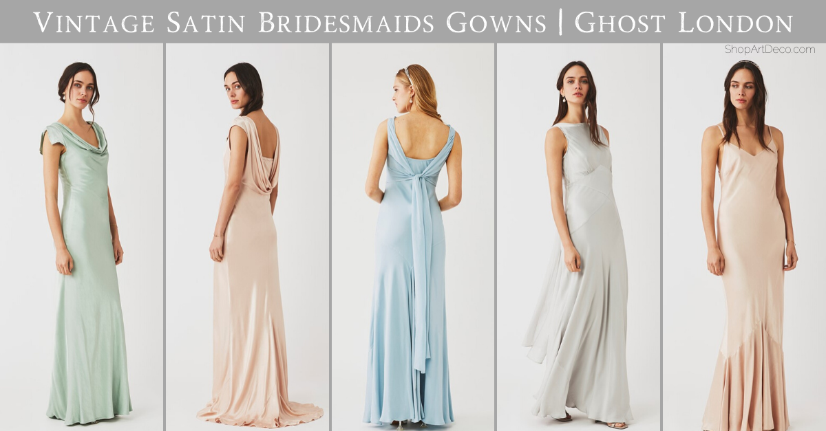 Vintage Satin Bridesmaids Gowns