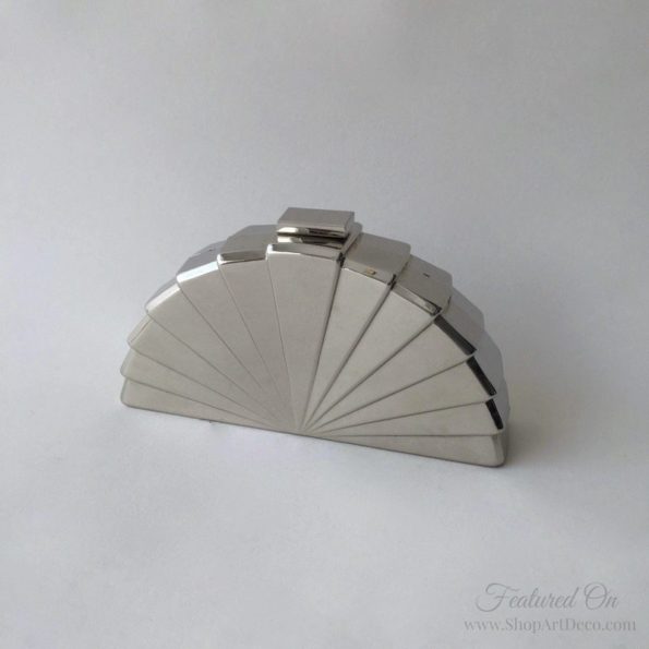 Vintage Silver Art Deco Fan Clutch
