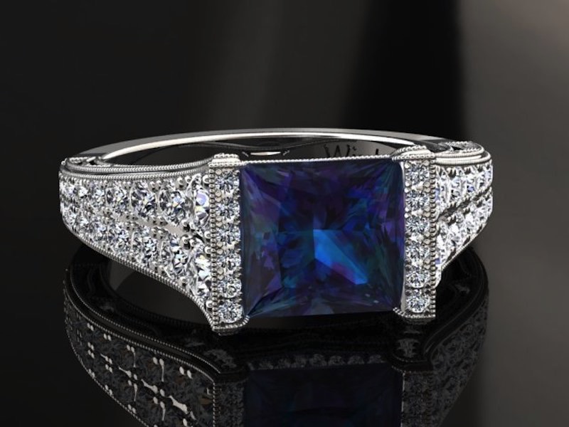 Vintage Style Alexandrite Diamond Ring
