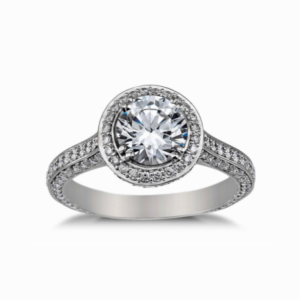 Vintage Style Platinum Micropave Engagement Ring