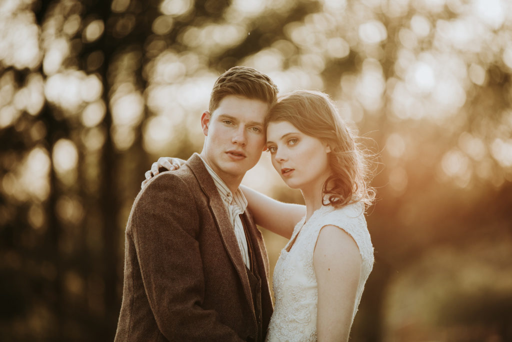 Vintage Style Rustic Wedding Bride + Groom