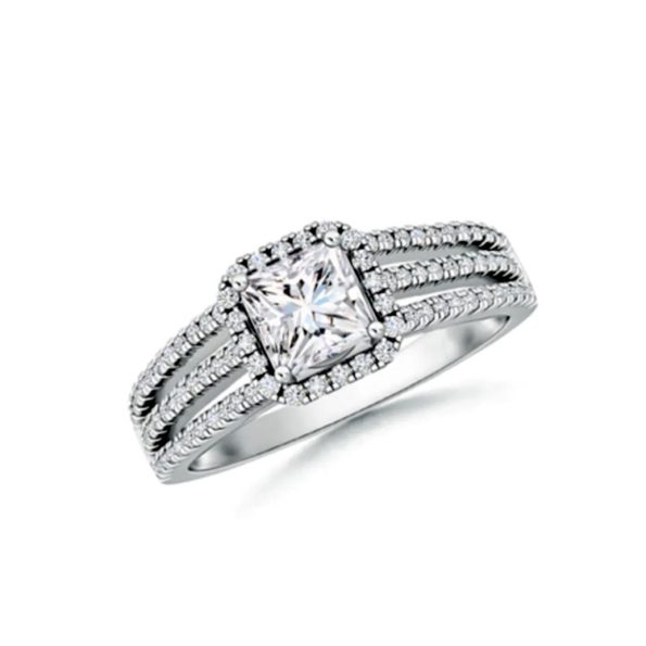 Vintage Style Triple Shank Diamond Engagement Ring