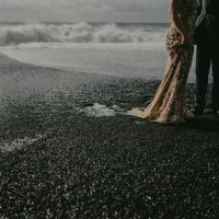 Vintage Style Wedding | Iceland Black Sand Beach