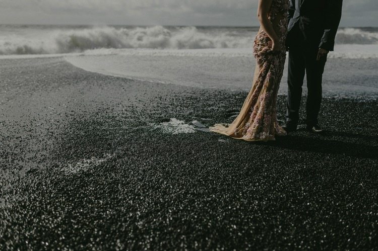 Vintage Style Wedding | Iceland Black Sand Beach