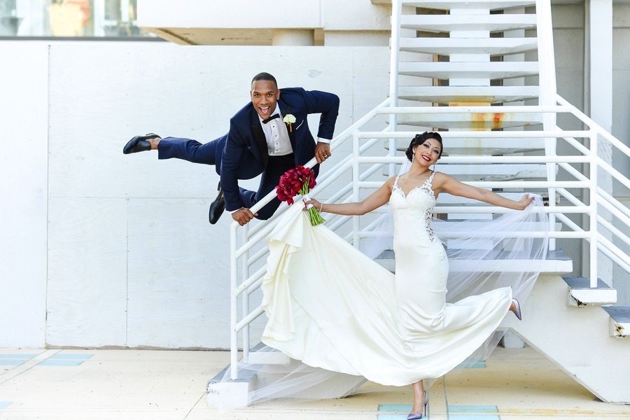 Groom Jumping Miami Beach Wedding