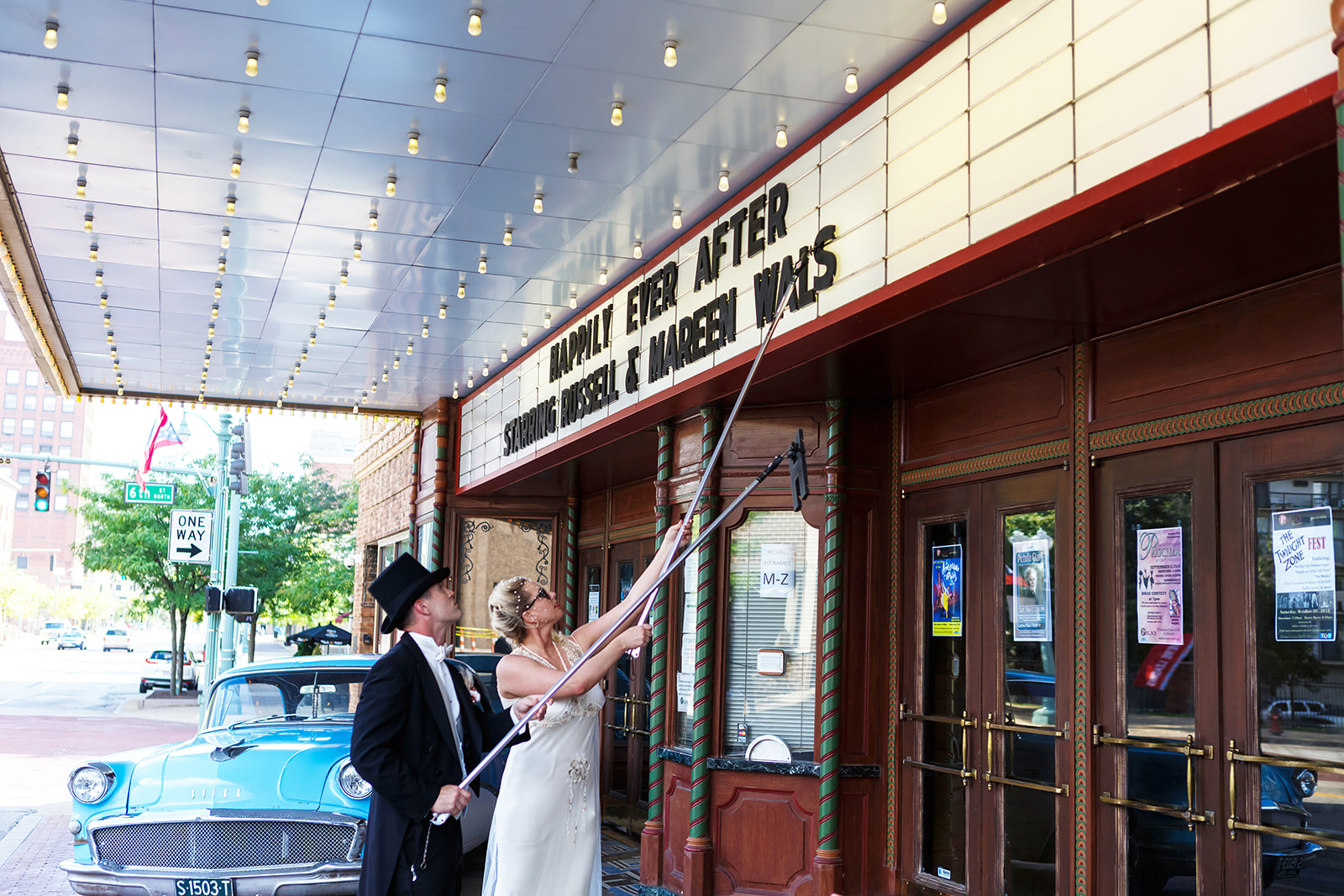 Vintage Theater Wedding Marquee Change