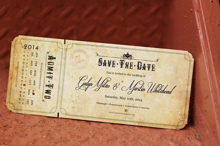 Vintage Ticket Save The Date