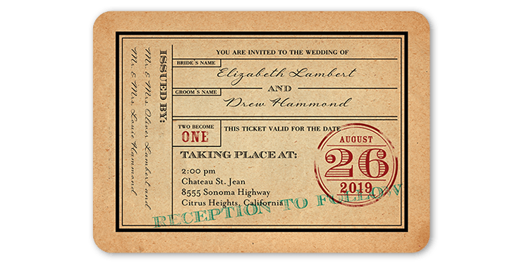 Vintage Ticket Wedding Invite