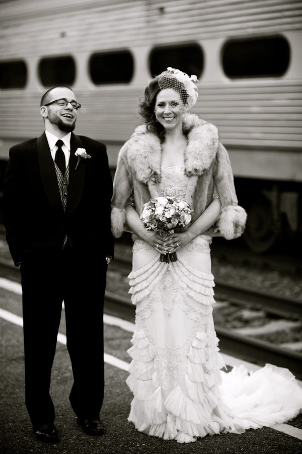Vintage Train Wedding Portrait