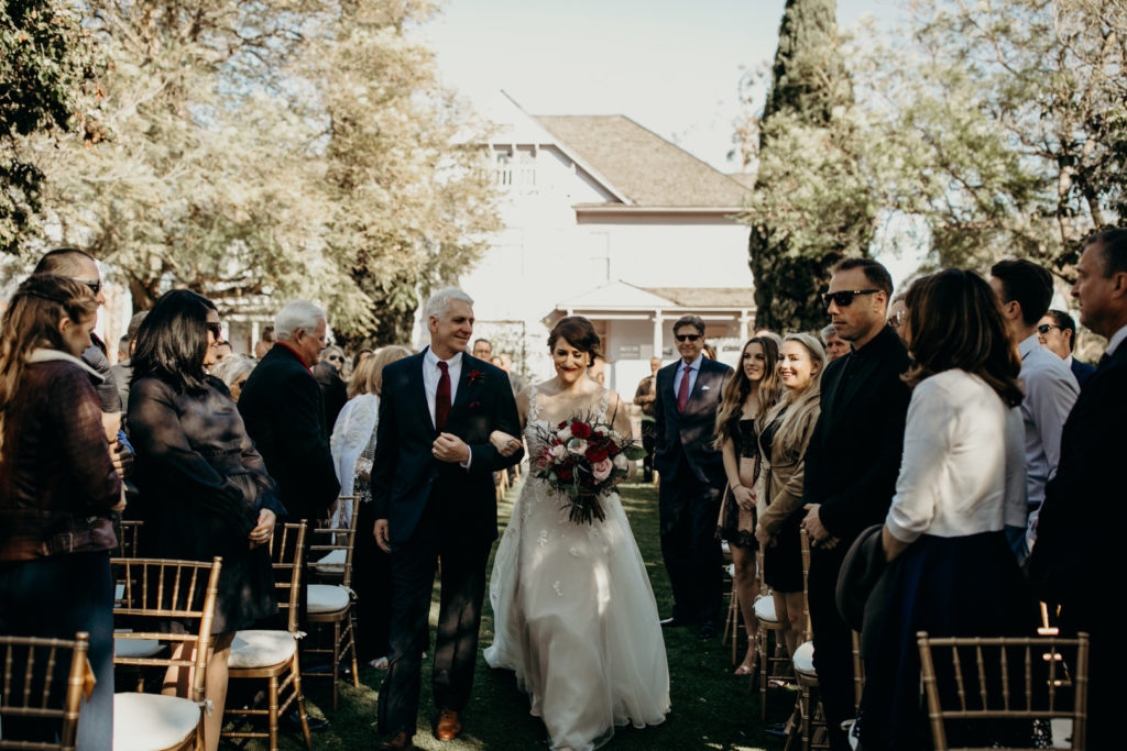 Walking Down the Aisle | Vintage California Winter Wedding