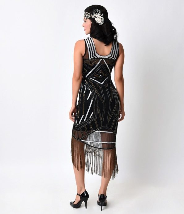 White and Black Jazz Age Flaper Dress