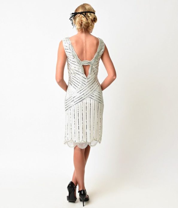 White Flapper Dress Back