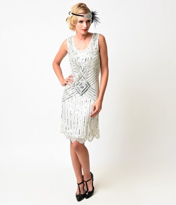 White Flapper Reception Dress