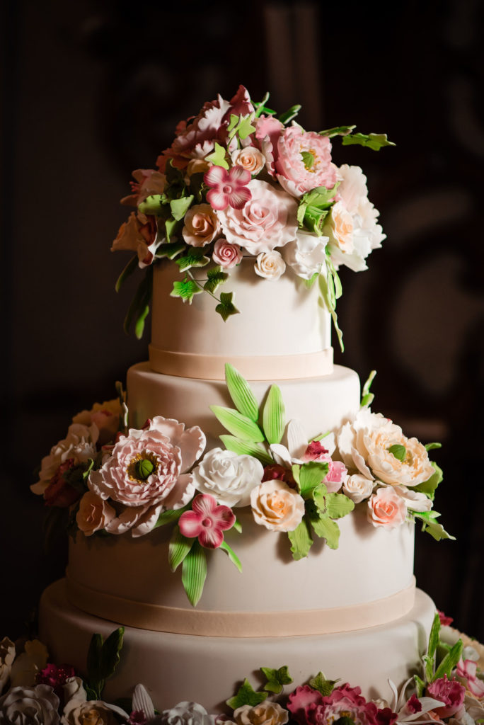 White Floral Wedding Cake