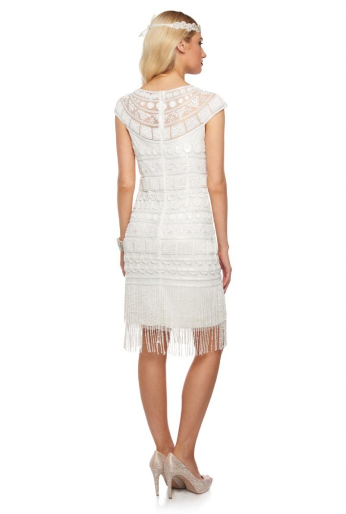 White Fringed Flapper Dress | Beverley | Deco Shop