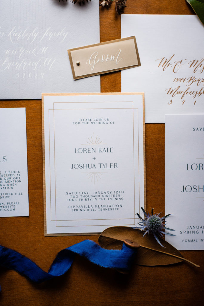 White Gold Wedding Invitations | Gatsby Style